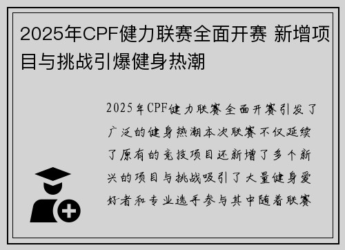 2025年CPF健力联赛全面开赛 新增项目与挑战引爆健身热潮